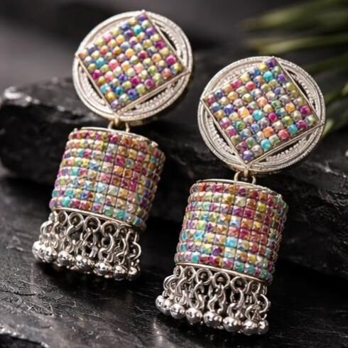 Stunning Beaded Jhumka Earrings: A Fusion of Tradition & Modern Flair