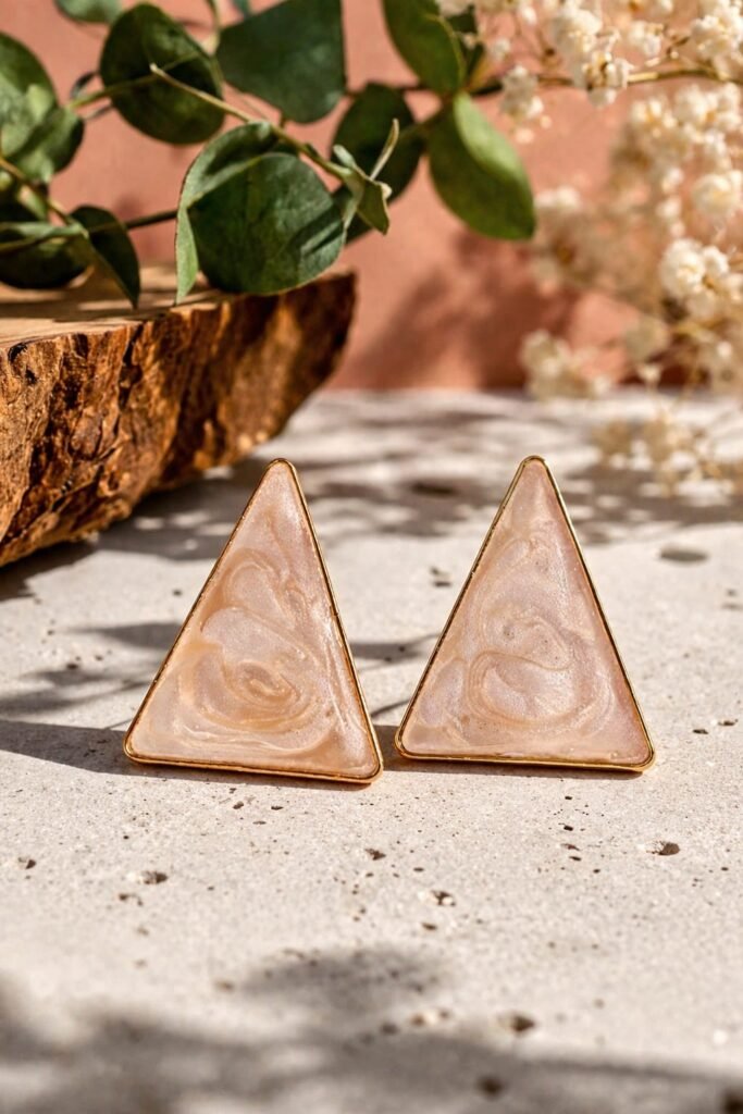 Triangle marble stud earrings